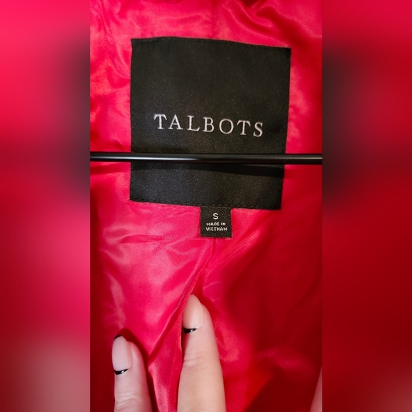 Talbots Jacket Women's Size Small Red Black Quilted Coat Corduroy Trim Classic - Picture 10 of 11